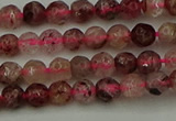 CBQ410 15.5 inches 4mm faceted round strawberry quartz beads