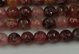 CBQ411 15.5 inches 6mm faceted round strawberry quartz beads