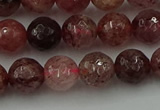 CBQ412 15.5 inches 8mm faceted round strawberry quartz beads