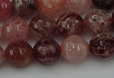 CBQ413 15.5 inches 10mm faceted round strawberry quartz beads