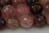 CBQ414 15.5 inches 12mm faceted round strawberry quartz beads