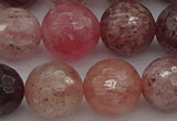 CBQ415 15.5 inches 14mm faceted round strawberry quartz beads