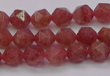 CBQ431 15.5 inches 6mm faceted nuggets strawberry quartz beads