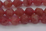 CBQ432 15.5 inches 8mm faceted nuggets strawberry quartz beads