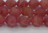 CBQ433 15.5 inches 10mm faceted nuggets strawberry quartz beads