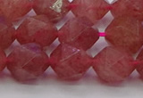 CBQ434 15.5 inches 12mm faceted nuggets strawberry quartz beads