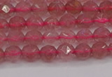 CBQ436 15.5 inches 6mm faceted nuggets strawberry quartz beads