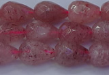 CBQ453 15.5 inches 10*14mm faceted teardrop strawberry quartz beads