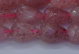 CBQ454 15.5 inches 12*16mm faceted teardrop strawberry quartz beads