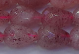 CBQ455 15.5 inches 13*18mm faceted teardrop strawberry quartz beads