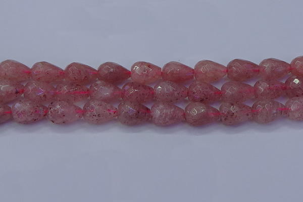 CBQ455 15.5 inches 13*18mm faceted teardrop strawberry quartz beads