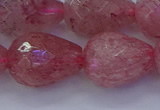 CBQ456 15.5 inches 15*20mm faceted teardrop strawberry quartz beads