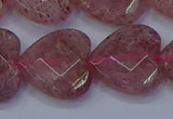 CBQ471 15.5 inches 16mm faceted heart strawberry quartz beads