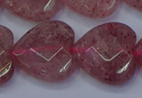 CBQ472 15.5 inches 18mm faceted heart strawberry quartz beads