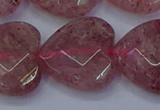 CBQ473 15.5 inches 20mm faceted heart strawberry quartz beads