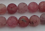 CBQ662 15.5 inches 10mm round matte strawberry quartz beads