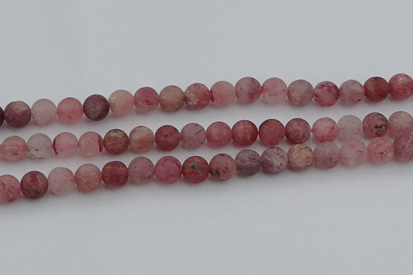 CBQ662 15.5 inches 10mm round matte strawberry quartz beads