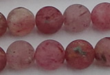 CBQ663 15.5 inches 12mm round matte strawberry quartz beads