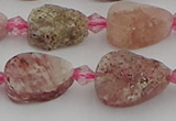 CBQ668 15.5 inches 8*12mm flat teardrop matte strawberry quartz beads