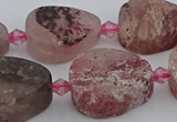 CBQ671 15.5 inches 13*18mm flat teardrop matte strawberry quartz beads