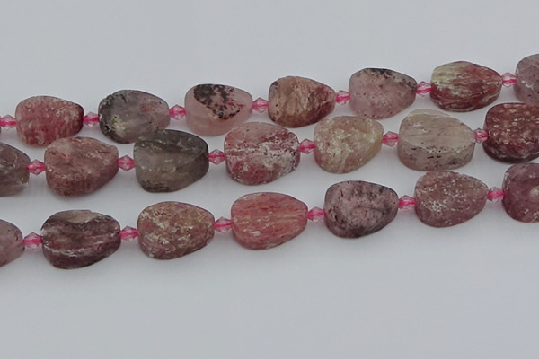 CBQ672 15.5 inches 15*20mm flat teardrop matte strawberry quartz beads