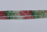 CBQ675 15.5 inches 4*7mm faceted rondelle mixed strawberry quartz beads