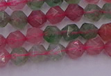 CBQ681 15.5 inches 6mm faceted nuggets mixed strawberry quartz beads