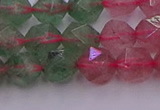 CBQ682 15.5 inches 8mm faceted nuggets mixed strawberry quartz beads