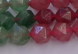 CBQ683 15.5 inches 10mm faceted nuggets mixed strawberry quartz beads