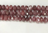 CBQ712 15.5 inches 6*12mm - 8*13mm faceted tyre strawberry quartz beads