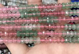 CBQ715 15.5 inches 4*6mm faceted rondelle mixed strawberry quartz beads