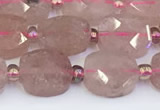 CBQ751 15.5 inches 8*10mm faceted oval strawberry quartz beads