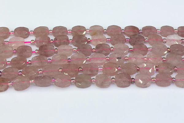 CBQ751 15.5 inches 8*10mm faceted oval strawberry quartz beads