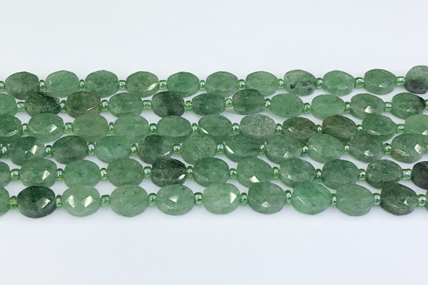 CBQ753 15.5 inches 8*10mm faceted oval green strawberry quartz beads