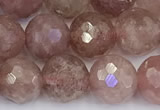 CBQ763 15 inches 9mm faceted round strawberry quartz beads