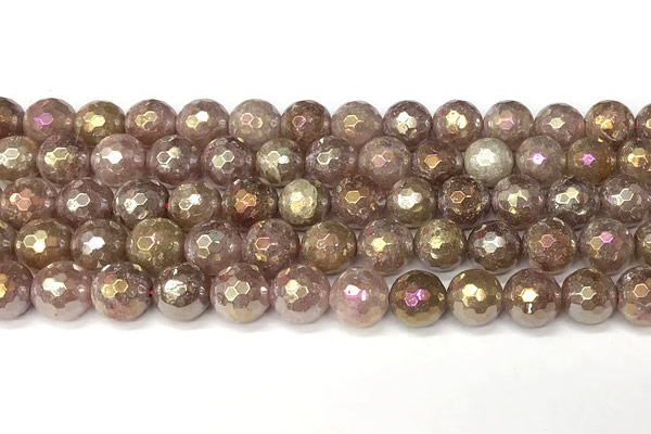 CBQ777 15 inches 10mm faceted round AB-color strawberry quartz beads