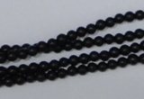 CBS01 15.5 inches 4mm round black stone beads wholesale