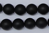 CBS06 15.5 inches 14mm round black stone beads wholesale