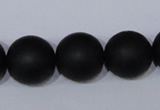 CBS07 15.5 inches 16mm round black stone beads wholesale