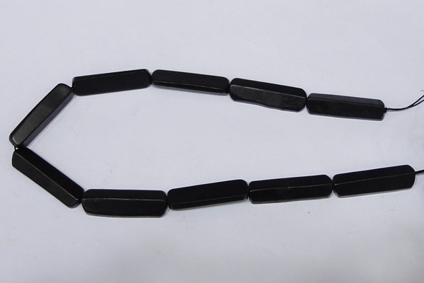 CBS15 15.5 inches 12*40mm cylinder black stone beads wholesale