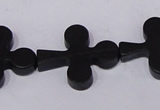 CBS23 15.5 inches 22*26mm cross black stone beads wholesale