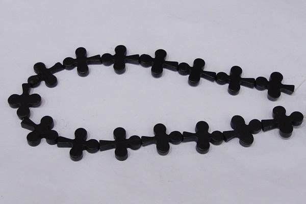 CBS23 15.5 inches 22*26mm cross black stone beads wholesale