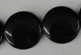 CBS245 15.5 inches 25mm flat round blackstone beads wholesale