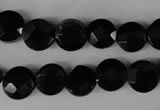 CBS292 15.5 inches 10mm faceted coin blackstone beads wholesale