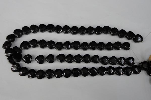 CBS303 15.5 inches 12*12mm faceted heart blackstone beads wholesale