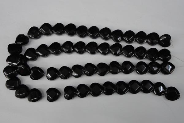 CBS305 15.5 inches 15*15mm faceted heart blackstone beads wholesale