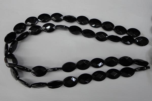 CBS312 15.5 inches 13*18mm faceted oval blackstone beads wholesale