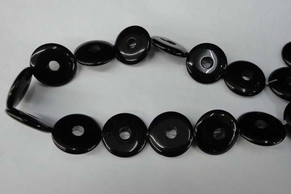 CBS338 15.5 inches 28mm donut blackstone beads wholesale