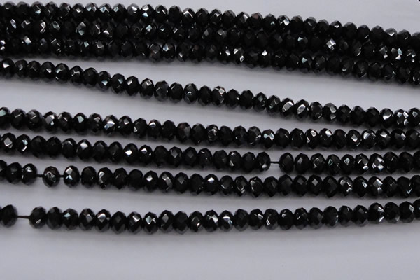 CBS514 15.5 inches 4*6mm faceted rondelle AA grade black spinel beads