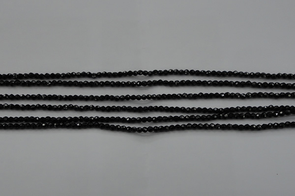 CBS520 15.5 inches 2mm faceted round A grade black spinel beads